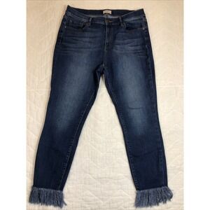Loft Jeans Women's Size 12 Denim Blue Modern Skinny Frayed Fringe Bottoms EUC